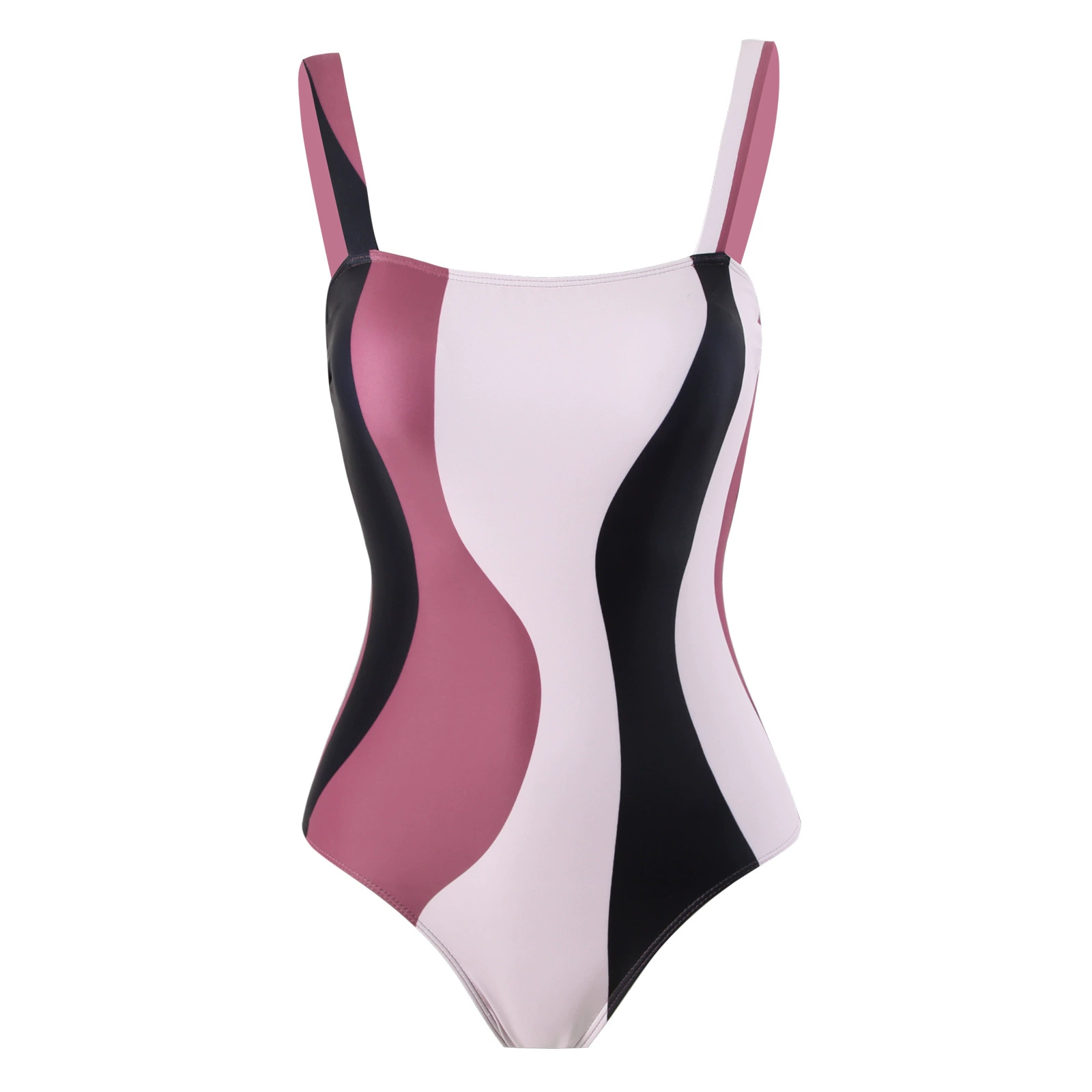 One-Piece Swimsuit (Qiao Jiayuan) 2025 Retro Style with Wrap Skirt, Crane Print, S–XL & One Size
