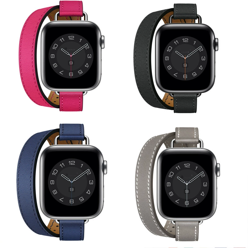 Подходит для Apple Watch iwatch9/8/7/6/4 Slim двойное кольцо тонкая талия ремешок из кожи Apple