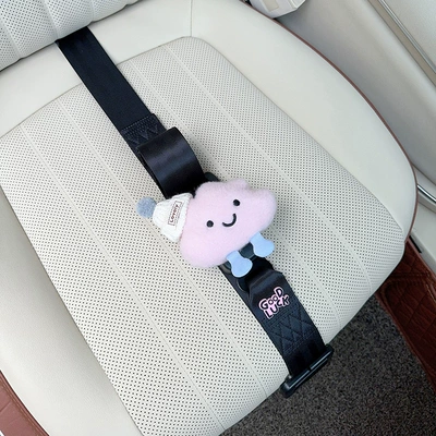 Car seat belt, suitable for babies born in the Year - three-point-anti-strangling-safety-belt-black-with-white-cap-and-pink-cloud-design