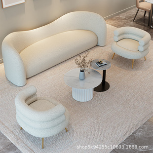 Nordic Beauty Salon Reception Sofa Shop Simple Modern Living Room Fabric Double Small Apartment Clothing Store Internet Celebrity