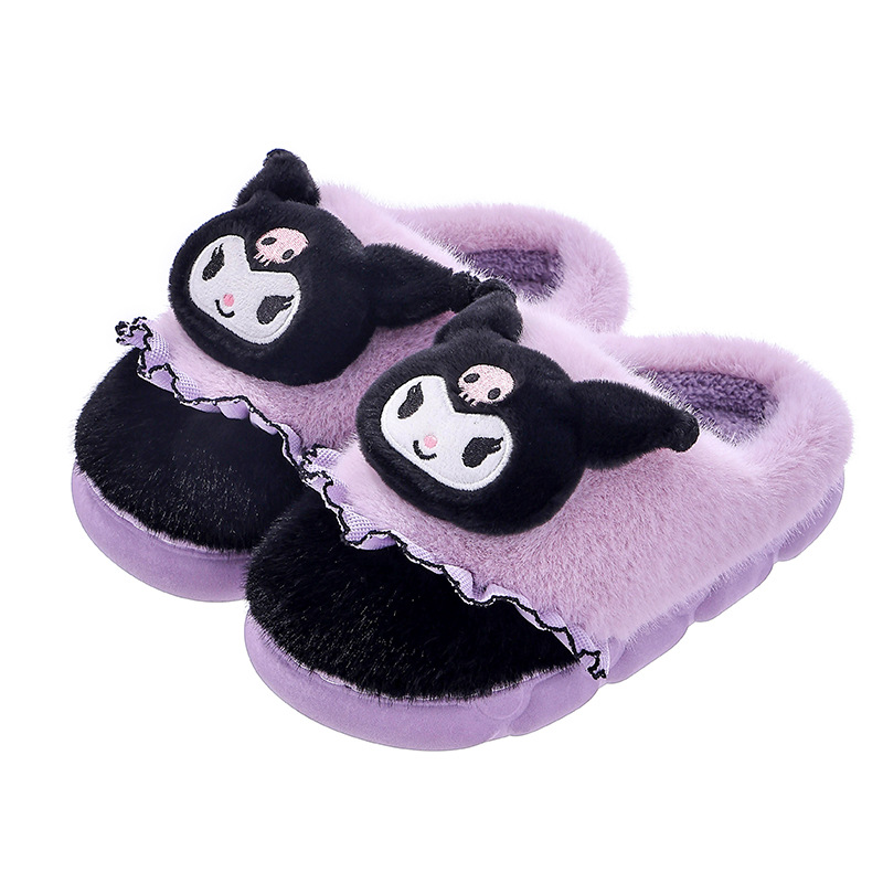 Sanliogou zapatillas de algodón para mujeres de otoño y invierno caliente y terciopelo sensación de mierda 2025 nuevo bolso de Kulomi zapatos de algodón de tacón de luna