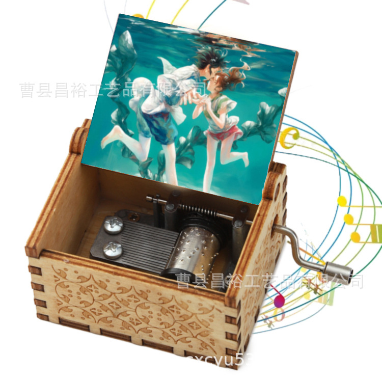 木製の手作りオルゴール創意カラープリント千と千尋のオルゴール木製の手を振ってオルゴールクロスボーダー専用です。