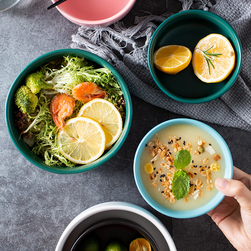 Nordic matte underglaze color household rice bowl thickened anti-scalding noodle bowl creative salad bowl soup bowl wholesale