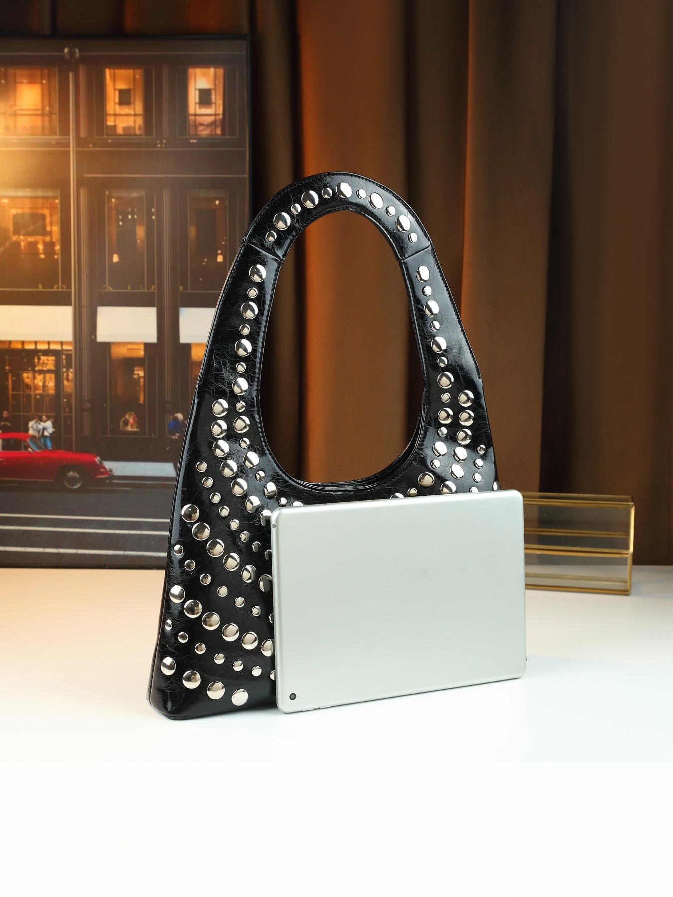 Borsa a mano con borchie da donna borsa a spalla stile punk cool_voghion.com