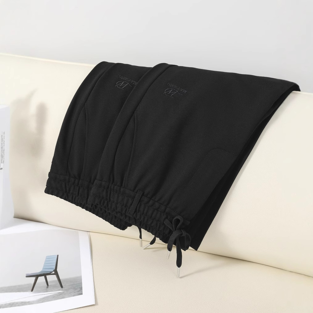 Pantalones casuales de cintura alta de talla grande para hombres pantalones largos de cintura elástica sueltos de mediana edad y ancianos pantalones de pierna recta con cremallera de control de acceso para hombres