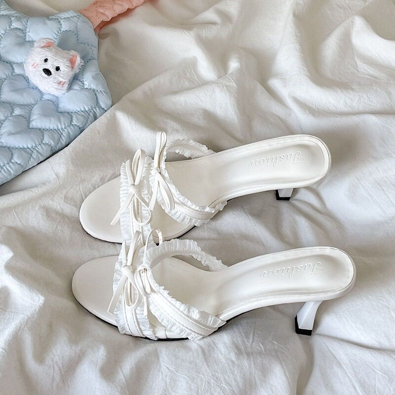 French-Style Gentle Bow High-Heeled Sandals for Women, 2026 New Versatile Slip-On Sandals to Match with Dresses, Fairy-Style Sandals French-Style Gentle Bow High-Heeled Sandals for Women, 2026 New Versatile Slip-On Sandals to Match with Dresses, Fairy-Style Sandals