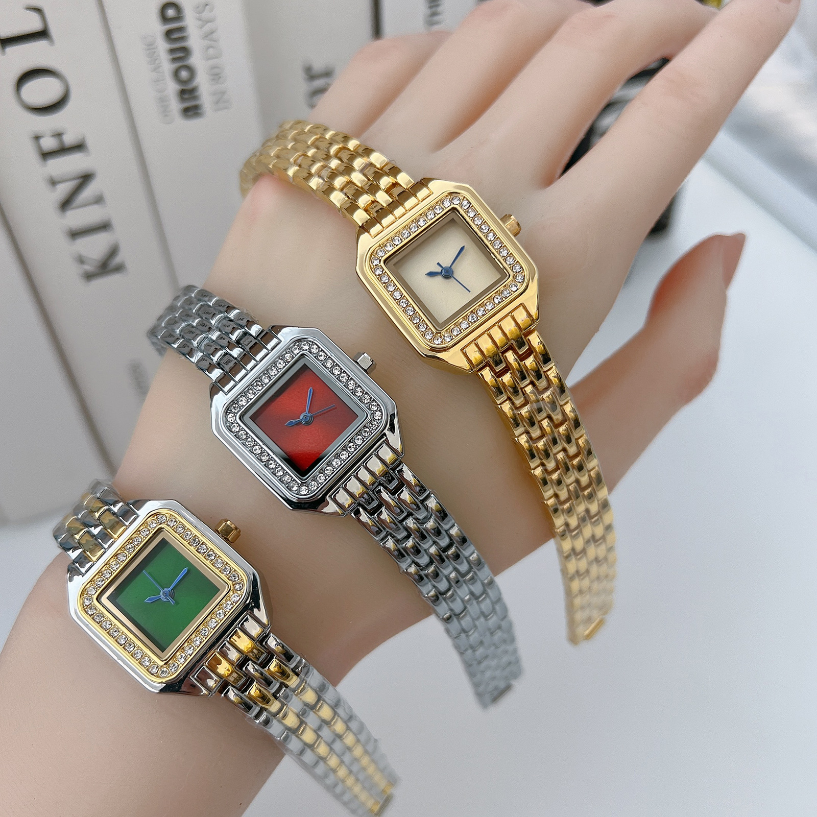 High Quality Gold Ladies Watch Square Silver Alloy Belt Quartz Watch Female Student Gift Jewelry Watch