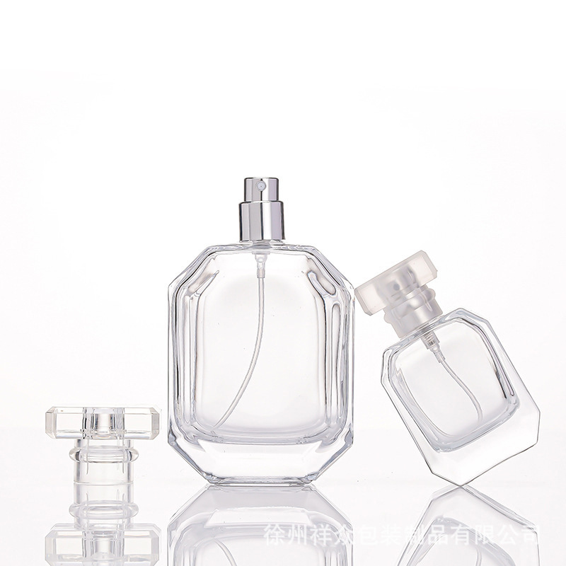 Botella de perfume exquisita de 30 ML en stock, muestra pequeña, cuadrada y de fondo grueso, viaje, bayoneta portátil, botella dividida, botella de vidrio en aerosol