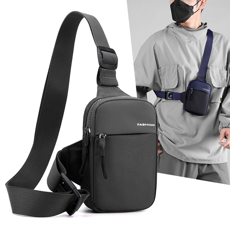 Moderiktig och trendig crossbody-väska, mobilväska för löparsport, mini-bröstväska, ny ledig axelväska för män, noll plånbok_voghion.com