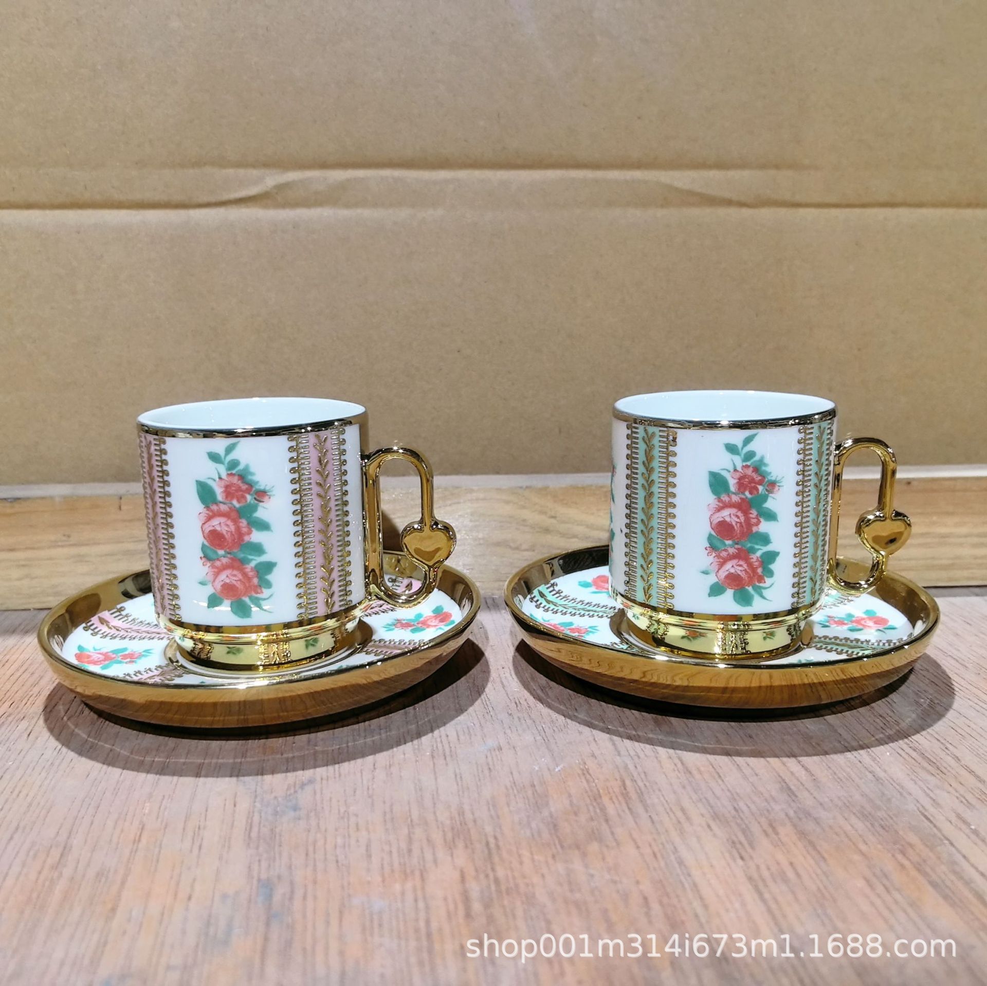 Creativo 6 tazas 6 platos recto galvanizado cerámico tazas de café pequeñas tazas de plato tazas de plato set tamaño de té de la tarde regalos set de té