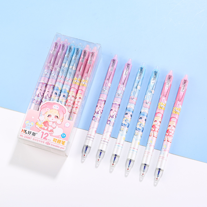 Haoli empuje de recarga borrable 0,5 M cristal azul Mo fácil de limpiar caliente borrable estudiante Mo le pluma de gel pluma a base de agua