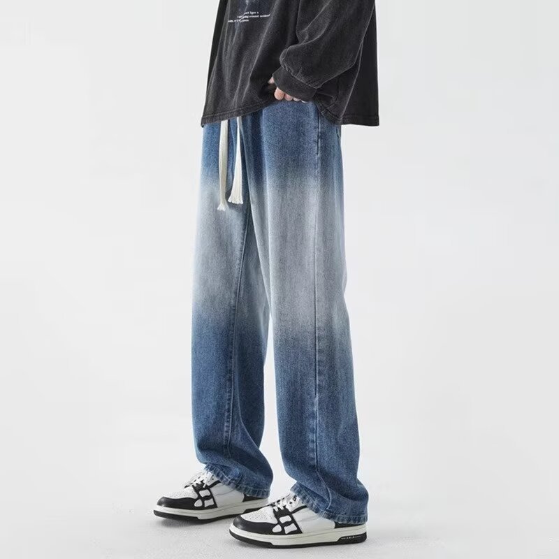 Estilo de Hong Kong hombres de moda verano nuevo estilo 2024 personalidad alfabeto jeans hip-hop ins marea calle alta tendencia pantalones guapos