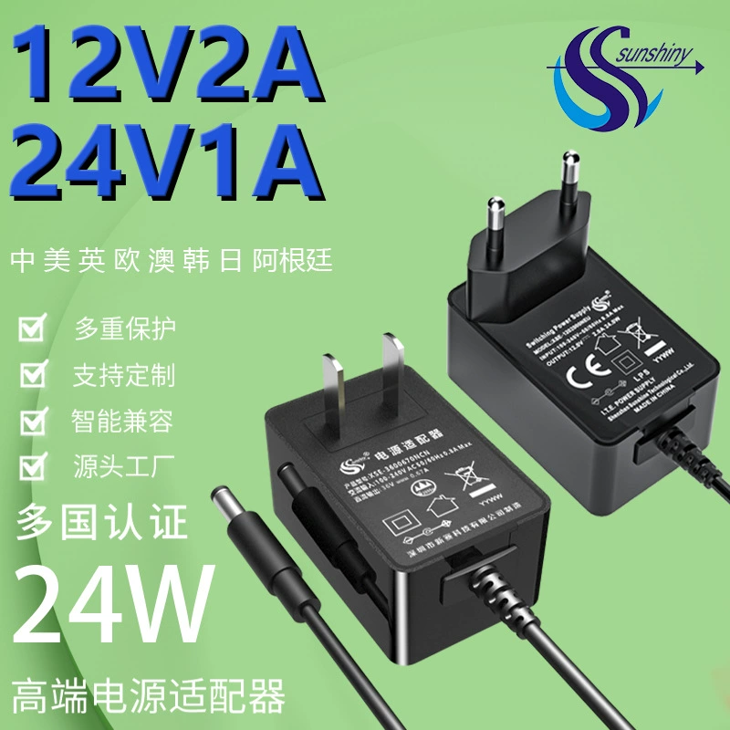 12V2A адаптер питания Сертификация CEIBS 24 Вт мониторинг мощности постоянного тока зарядное устройство головка 24v1a адаптер