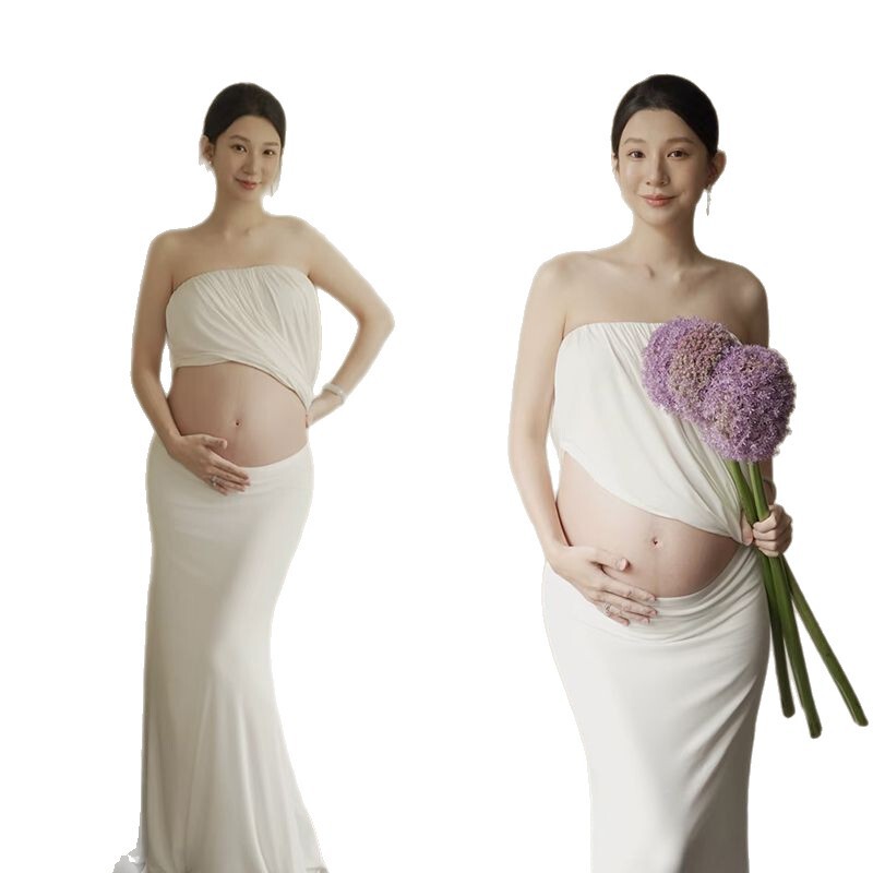 26 Styles of Minimalist Studio Maternity Dresses for Photo Shoots, White Theme, Fresh Artistic Photos for Pregnant Moms 26 Styles of Minimalist Studio Maternity Dresses for Photo Shoots, White Theme, Fresh Artistic Photos for Pregnant Moms