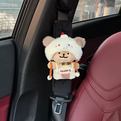 Tea Line Art Puppy: Seat belt shoulder pad - black-shoulder-pads-1-puppy-hood-line-brown-dog-no-specifications