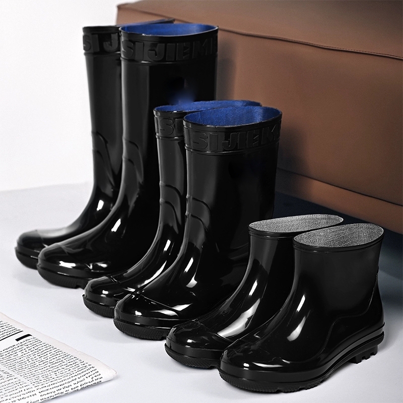 Men's Anti-Odor Waterproof Rain Shoes, Non-Slip, Wear-Resistant Rubber Shoes, Fleece-Lined, High-Top, Mid-Top, Short-Top, Black Low-Top Men's Anti-Odor Waterproof Rain Shoes, Non-Slip, Wear-Resistant Rubber Shoes, Fleece-Lined, High-Top, Mid-Top, Short-Top, Black Low-Top