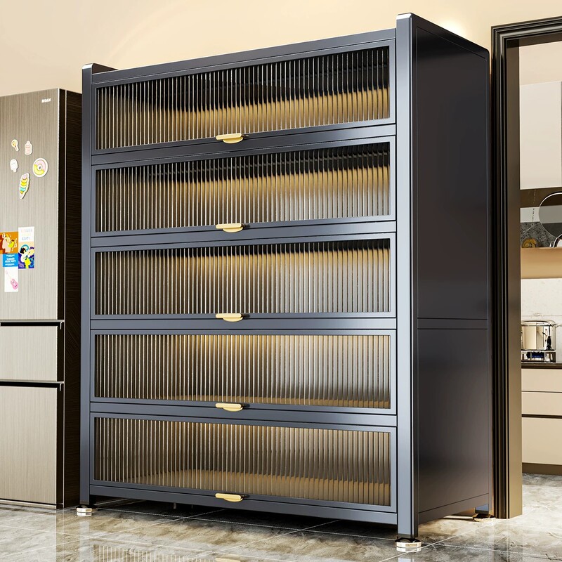 Kitchen Multi-Layer Storage Rack, Multi-Functional Integrated Floor-Standing Spice and Cookware Rack, Household Dining Side Cabinet