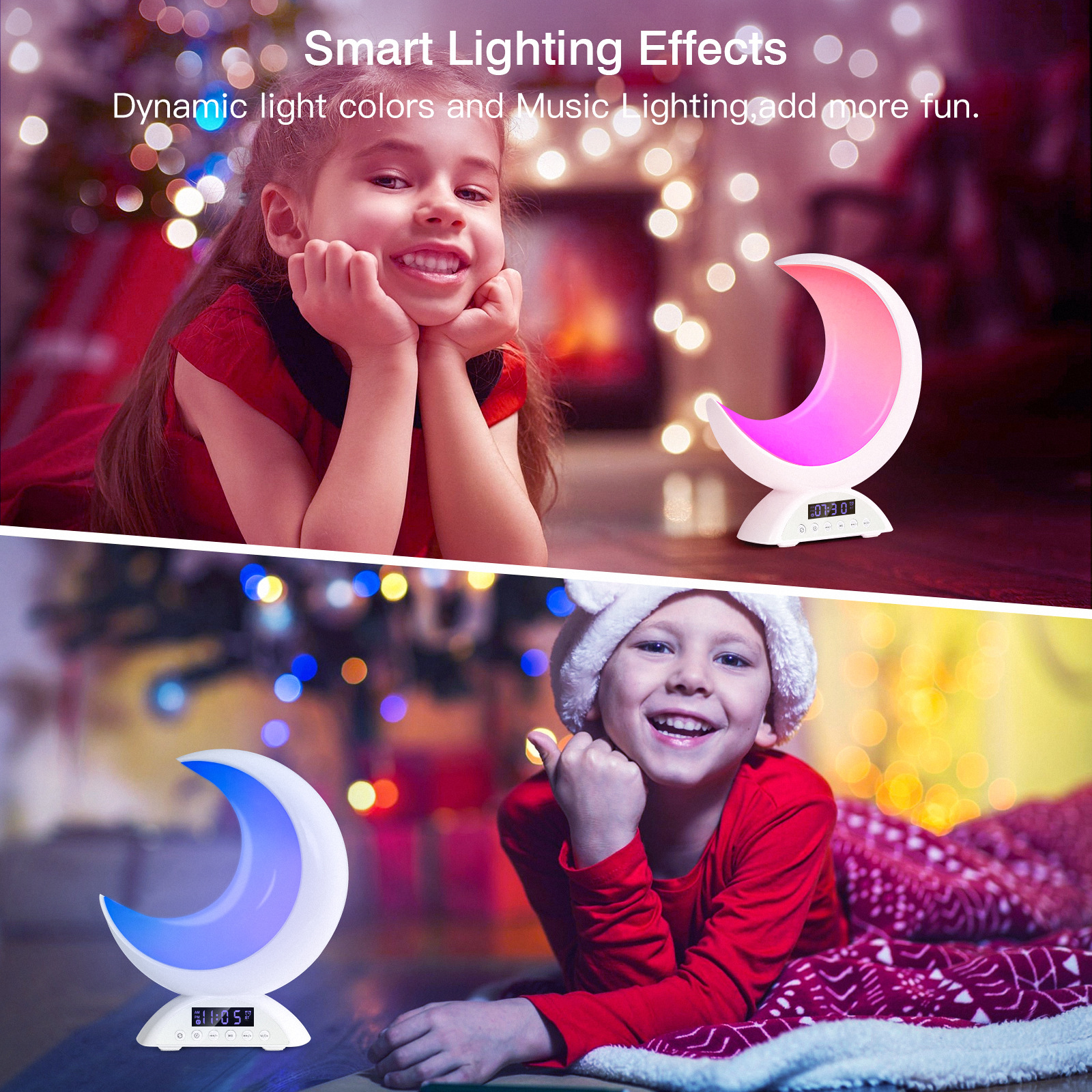 Moon Table Lamp Alarm Clock, RGB Color Changing Bluetooth Speaker, Pickup Light Atmosphere Light, Touch Dimmable.
