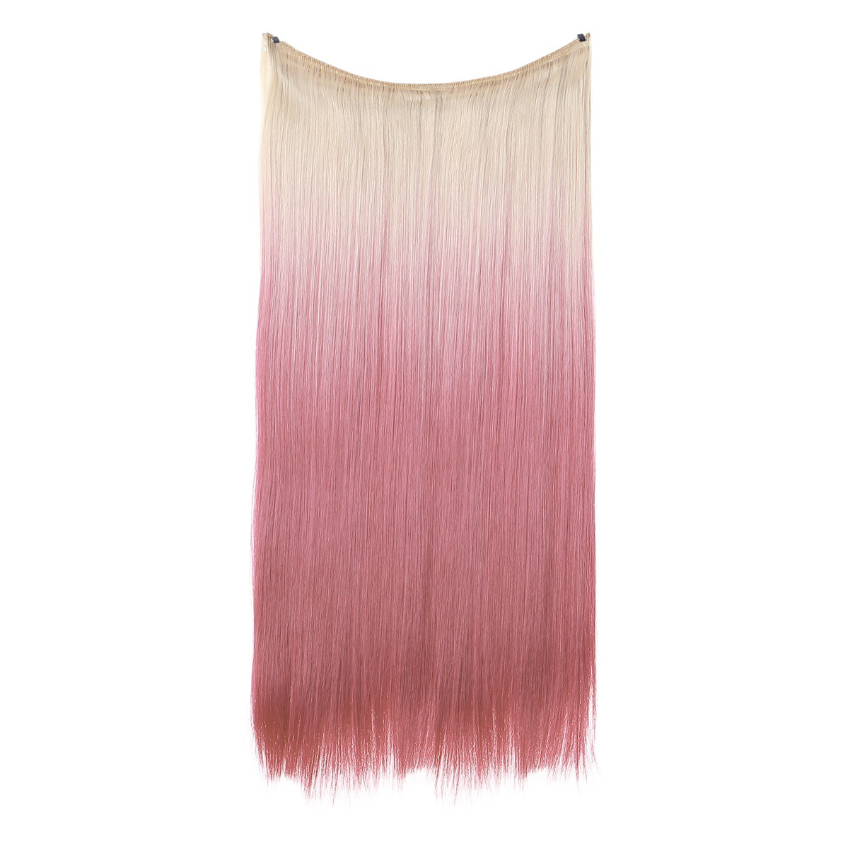 Peluca europea y americana pieza de mujer de una pieza ajustable invisible largo cabello liso degradado multicolor línea de pescado extensión de cabello pieza de cabello