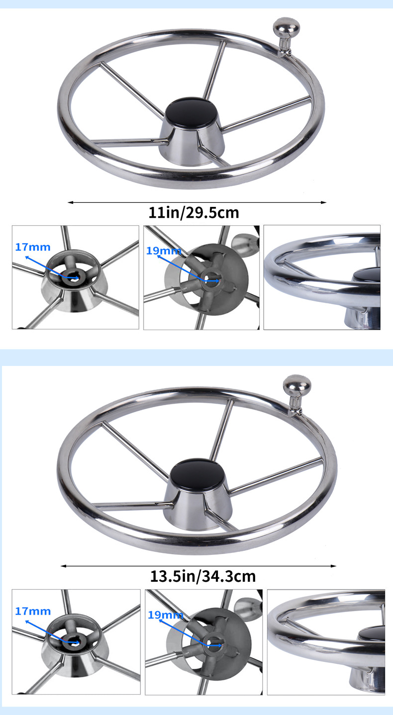 Marine Stainless Steel Steering Wheel Neutral Steering Wheel for Yacht Fishing Boat Hydraulic Mechanical Rudder Direction System