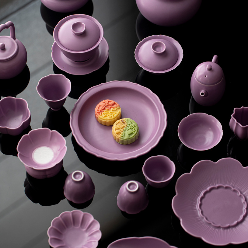 紫汝釉陶瓷功夫茶具盖碗茶壶主人杯品茗杯茶则茶漏杯垫壶承建水