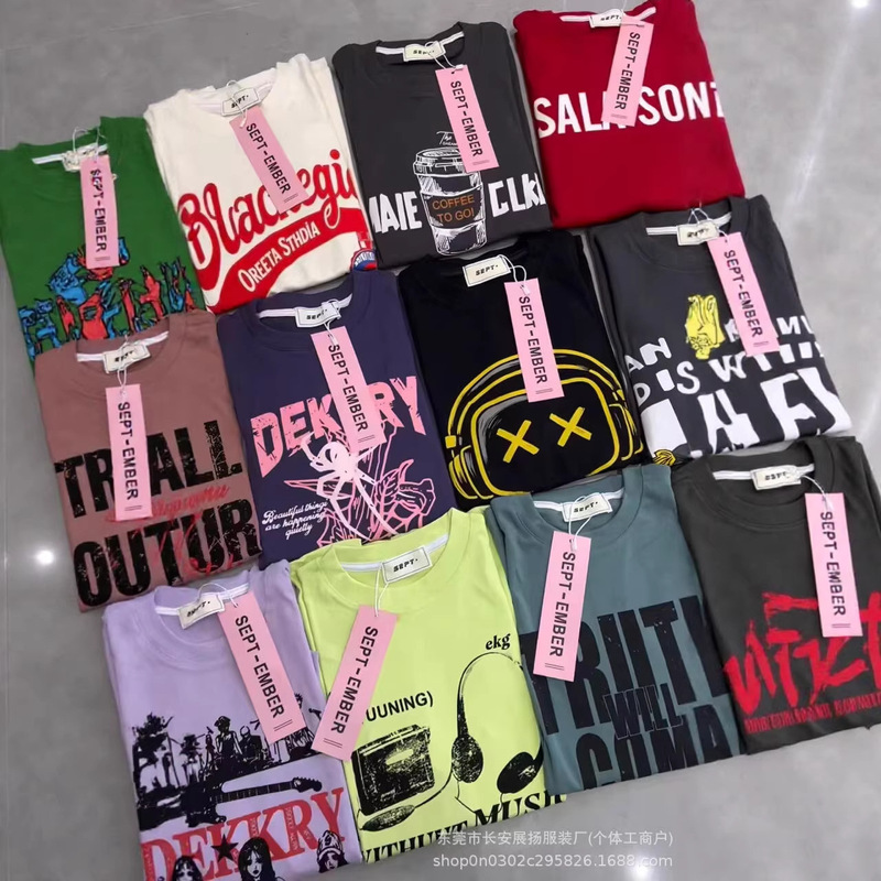 350g American Retro Loose Heavyweight Pure Cotton Short-Sleeve Southeast Asia and Latin America Men T-Shirt Men's T-Shirt