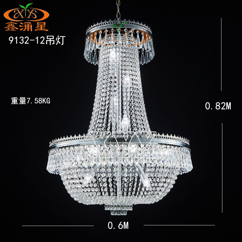 Fabricante nueva luz de cristal de estilo europeo de boda auditorio de bodas escenario de hotel accesorios de aire luces decorativas de techo