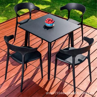 Balcony Tea Table and Chair Outdoor Courtyard Garden Outdoor Outdoor Swing New Plastic Backrest Chair Outdoor Waterproof