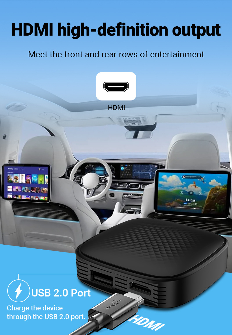 Xuda Car 5-in-1 Apple Carplay Adapter Wired to Wireless HDMI Output Car-Machine Interconnection Box