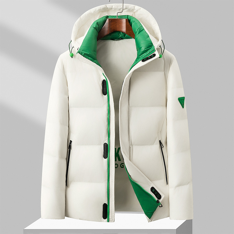 Neue beliebte dicke mit glänzender Oberfläche, keine Wäsche, modischer Trend, kältefeste Winterkleidung, Daunenjacke mit Kapuze, Herren_voghion.com