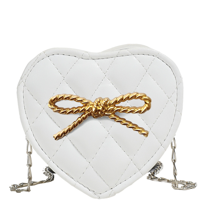 2025 nuevo bolso para niños love bowknot mini bolso de hombro para bebé hilo de bordar rombo bolso de mensajero de cadena para niñas