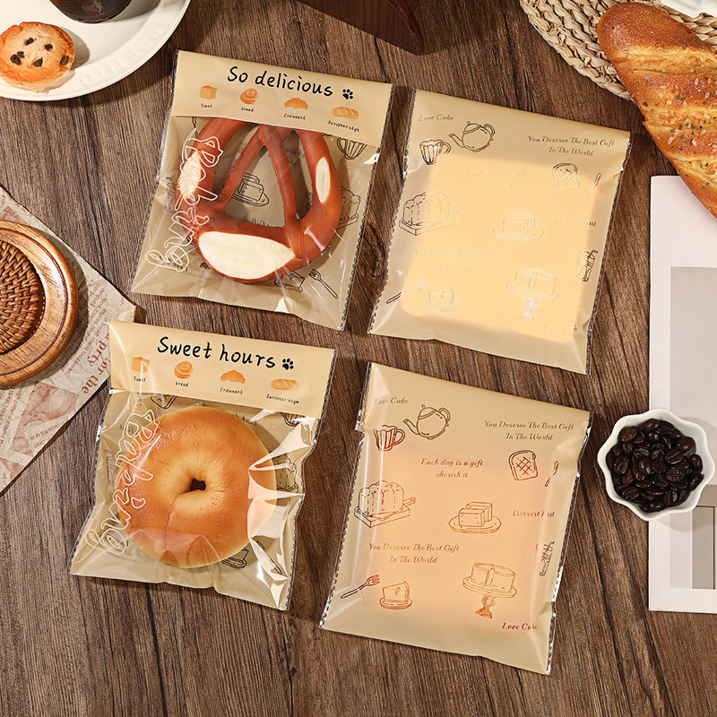 High-End English-Style Baking Packaging Bags, Alkaline Water Knot European Bread Disposable Self-Adhesive Packaging Bags, Food Packaging Bags