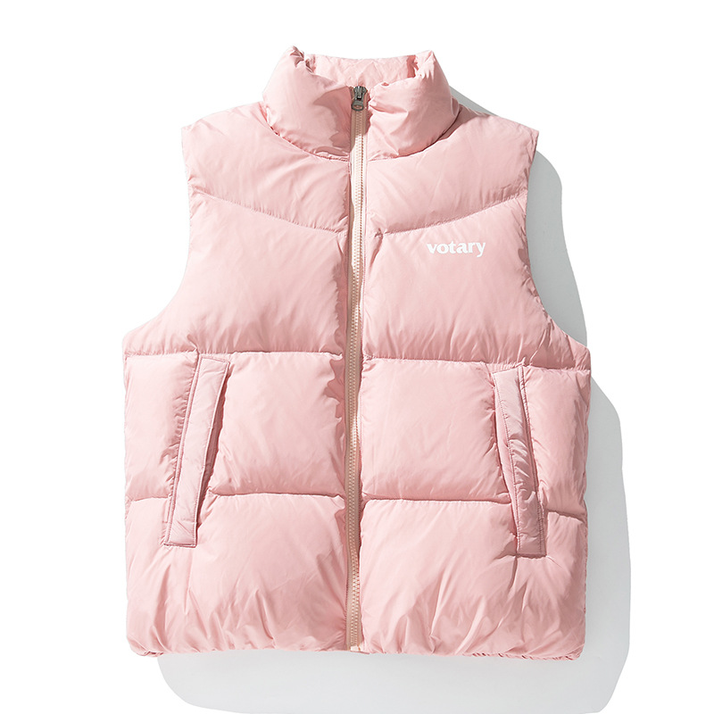 90 terciopelo engrosado abajo Chaleco de los hombres de invierno corto collar abajo chaqueta americana retro impreso abrigo de pan Q