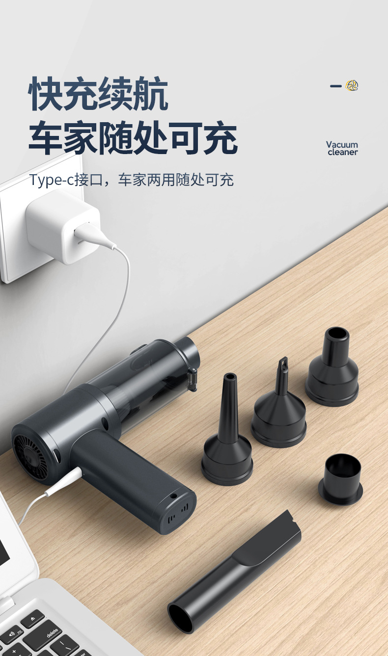 Car Vacuum Cleaner with Super Powerful Suction, Integrated Suction and Blowing, High-Power Wireless Handheld Electric Vacuum Cleaner for Cars
