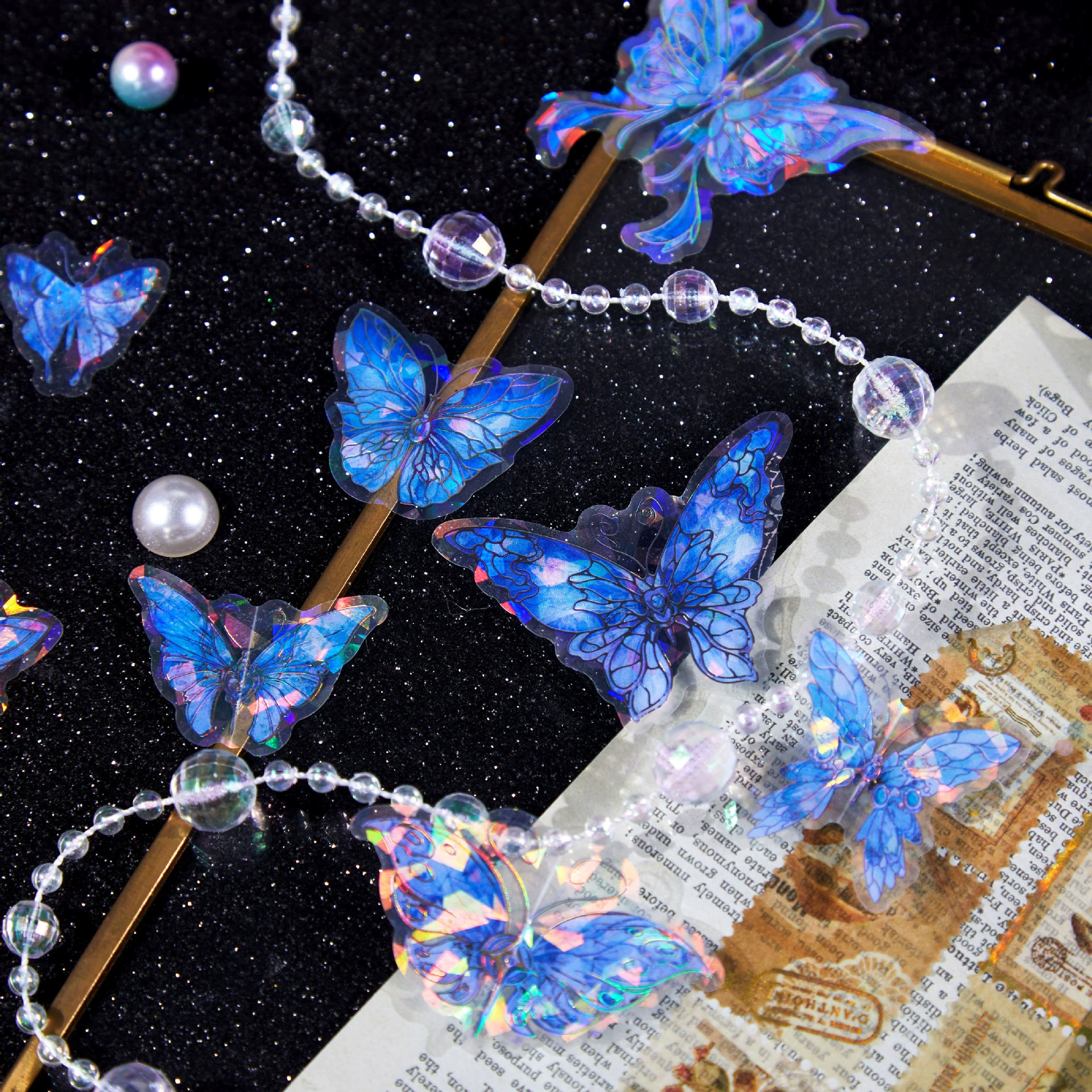 Пользовательский набор наклеек Realm Dream Butterfly серии Butterfly Theme Shell Light Hand Turn Decoration Material Cut Film Patch Bag