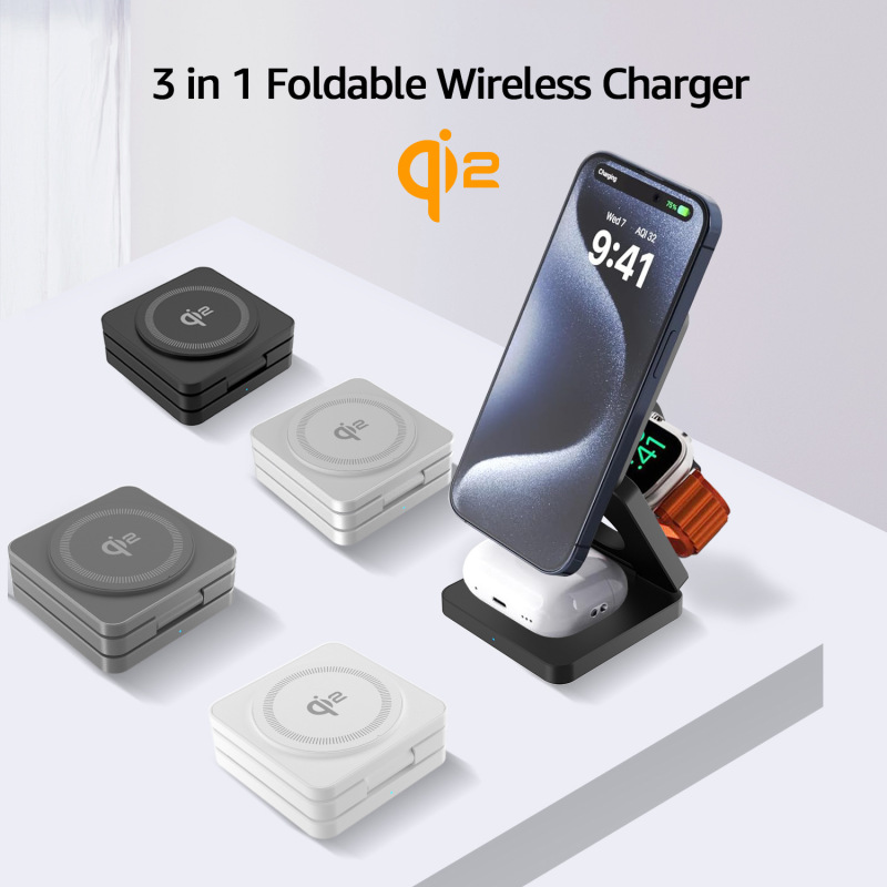 ソースファクトリーの新製品 QI2 Amazon ベストセラー折りたたみ式スリーインワン磁気ワイヤレス充電器 iw30Pro qi2|undefined