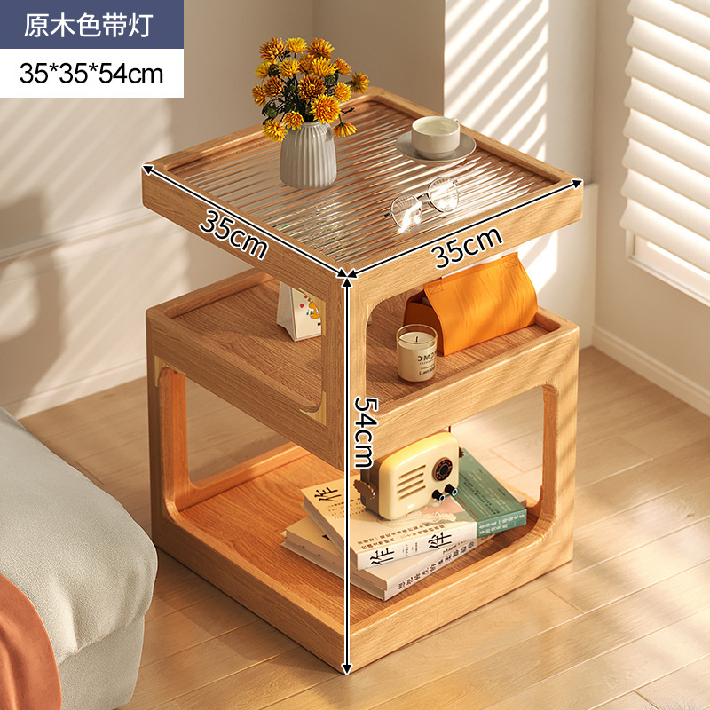 Alternativa a la mesita de noche de madera maciza, armario de almacenamiento de dormitorio doméstico pequeño simple y moderno, estante de borde de cama creativo con luz