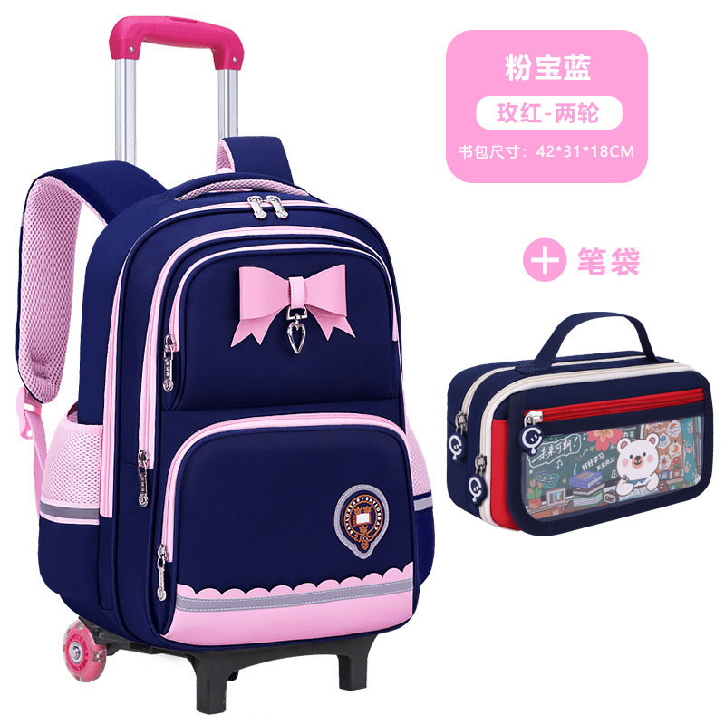 Mochila Escolar con Ruedas para Primaria Grados 2-6 de Tela de Oxford Impermeable Reducción de Carga para Escuela