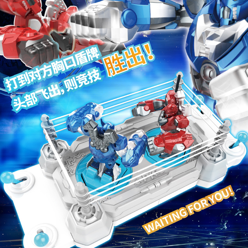 Fighting Boxing Double Battle Robot Challenge Arena Sound and Light Competition Dinosaur Children's Table Game Toy 4-6 Years Old