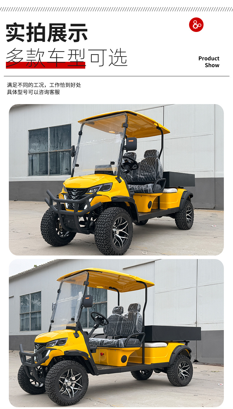Electric Golf Cart 2 Seats with Cargo Bucket Tourist Attraction Hotel Park Shuttle Off-Road Golf Cart