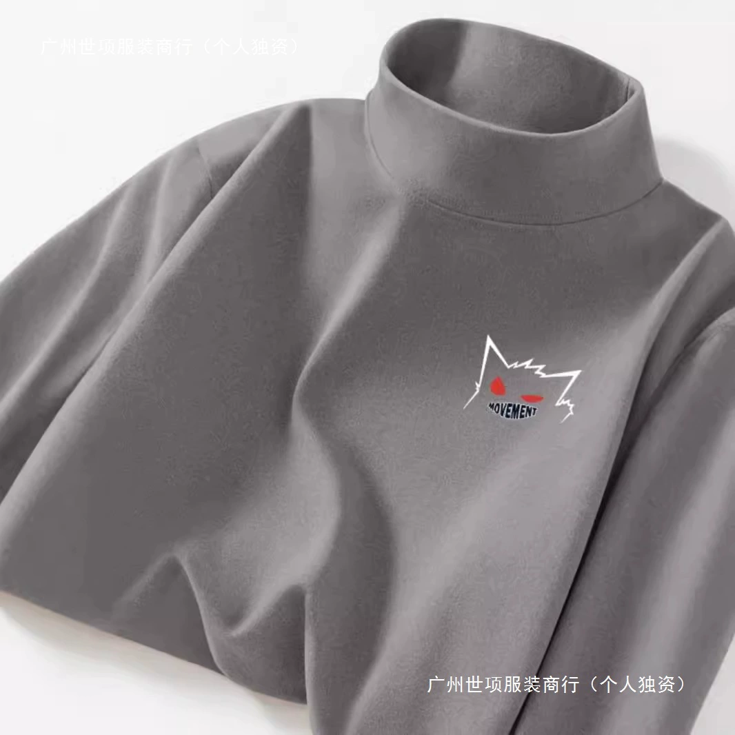 Толстовка с полувысоким воротником Delong мужской зимний бархат утолщает и теплая доставка рубашка с нижней частью свободной футболки с длинными рукавами