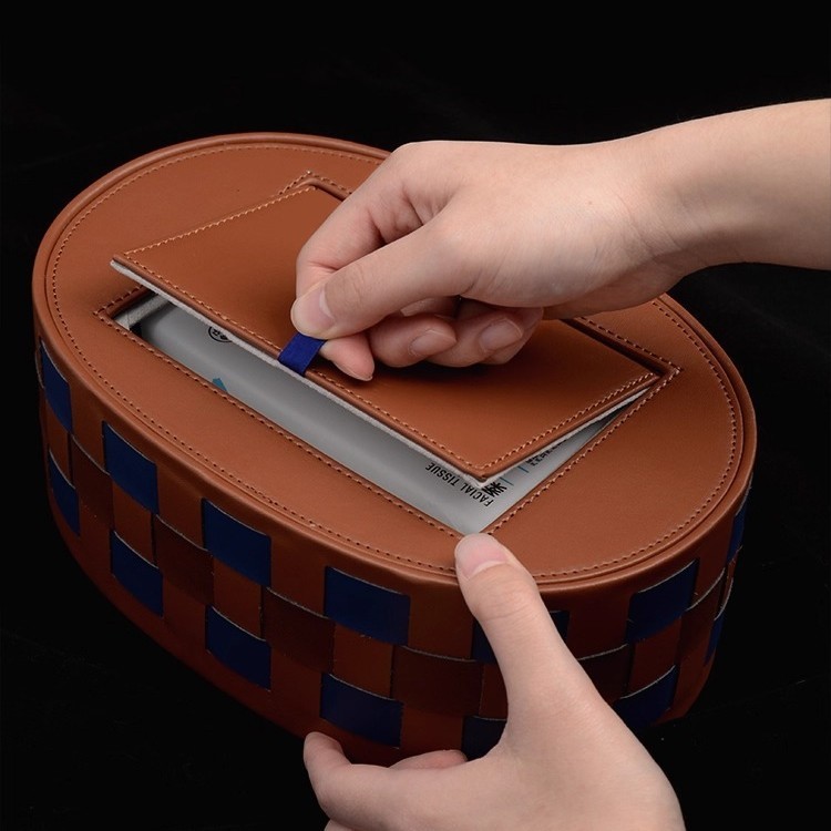 桌面椭圆棋盘轻奢皮革纸巾盒格家用遥控器收纳抽纸|undefined