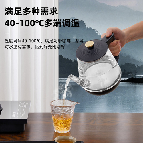 Fully Automatic Bottom-Entry Electric Kettle with Glass Handle, Tea-Brewing Pump, and Integrated Tea Station Set