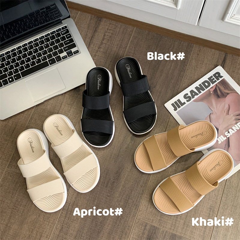 Fashionable women's two-tone slippers platform