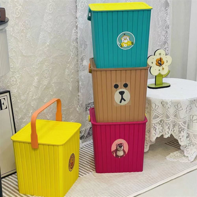 Large Thickened Plastic Bucket with Handle, Suitable for Bathing, Fishing, Multi-Purpose Storage, Car Washing, with Lid and Bucket Stool