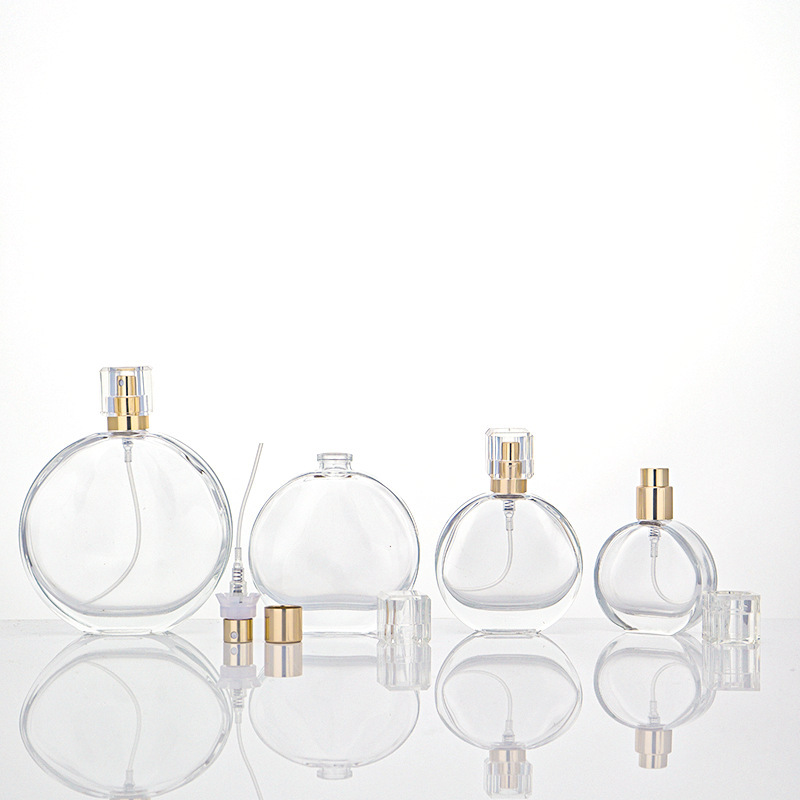 现货批发15ml 25ml 卡口螺口邂逅粉扁圆玻璃香水分装瓶|undefined