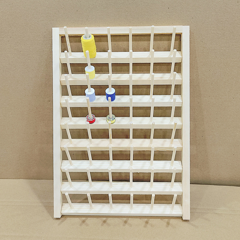 Soporte de eje de alambre de pared más hilo de coser de madera de pino largo Soporte de cable de almacenamiento de alambre con núcleo de lanzadera Soporte de peluca de llave Soporte de grupo de alambre de madera