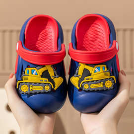挖掘机儿童洞洞鞋男童夏季新款居家室内防滑外穿软底沙滩男孩凉拖