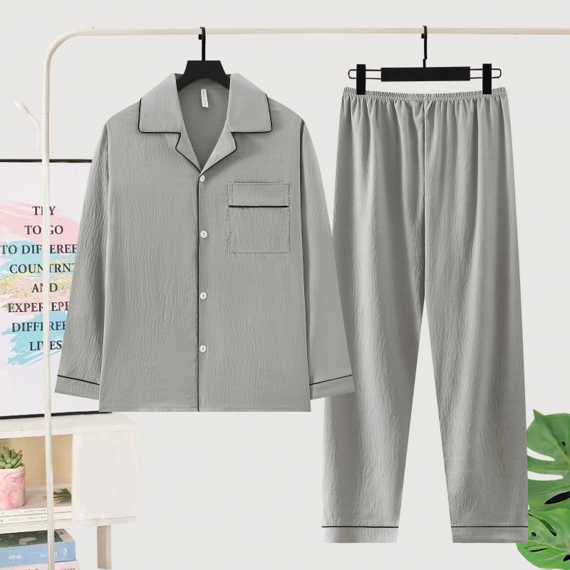 Spring and Autumn New Men's Pajamas with Double Long Lapels, Plus Size Cloud Cotton, Comfortable and Soft, Can Be Worn Outside the Suit