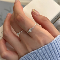 Women's Simple Summer Octagonal Star Ring with Small Star Wishes, Star Sparkle Diamond, Openable and Adjustable Index Finger Ring